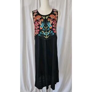Sundance Womens Black Colorful Embroidered Shift Tank Dress Small